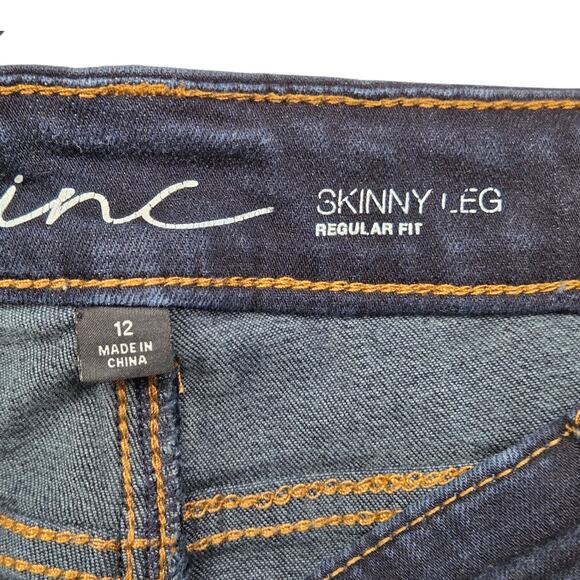 INC International Concepts Regular Fit Dark Wash Skinny Jeans Stretch Size 12 - Picture 5 of 11